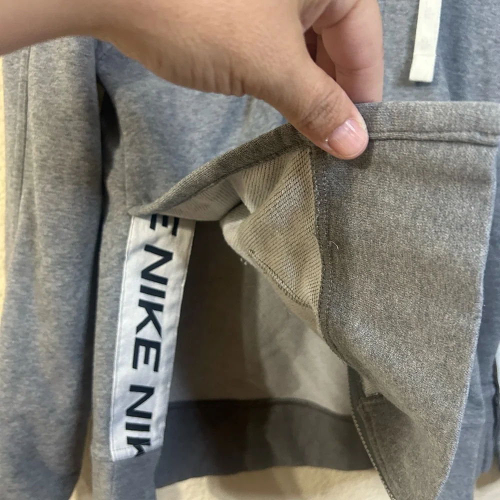 Nike Heather Gray Hoodie with White Details High‎ Slit Active Sports Sweatshirt